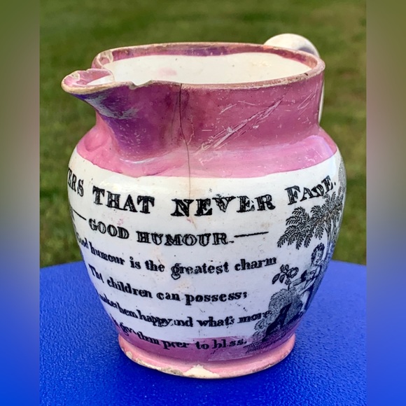 Circa 1805 Pink Lustre Sunderland GOOD HUMOUR Creamer Jug Pitcher - Picture 4 of 16